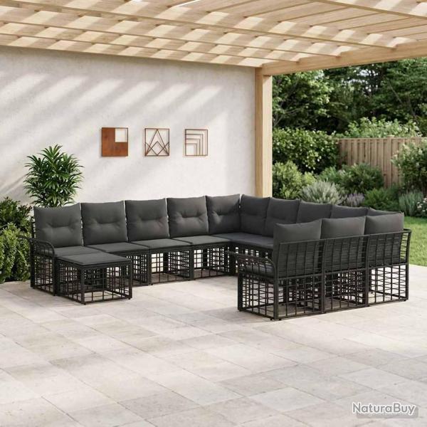 Ensemble de canap� de 12 pcs Noir et Gris fonc�
