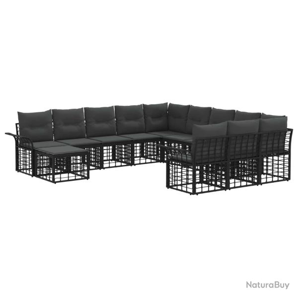 Ensemble de canap� de 12 pcs Noir et Gris fonc�
