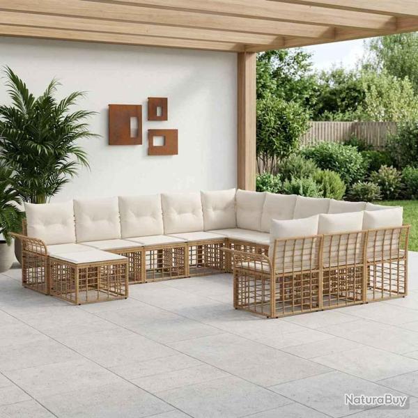Ensemble de canap� de 12 pcs Blanc Naturel et Cr�me