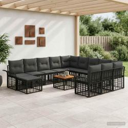 Ensemble de canap&eacute; de 13 pcs Noir et Gris fonc&eacute;