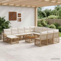 Ensemble de canap&eacute; de 13 pcs Blanc Naturel et Cr&egrave;me