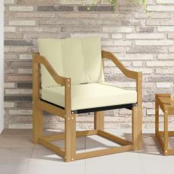 Canap&eacute; d'ext&eacute;rieur Bois d'Acacia Massif Blanc et cr&egrave;me