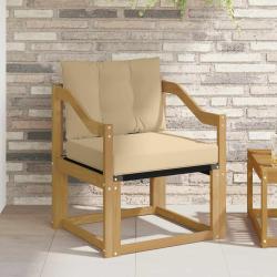Canap&eacute; d'ext&eacute;rieur Bois d'Acacia Massif Blanc et beige