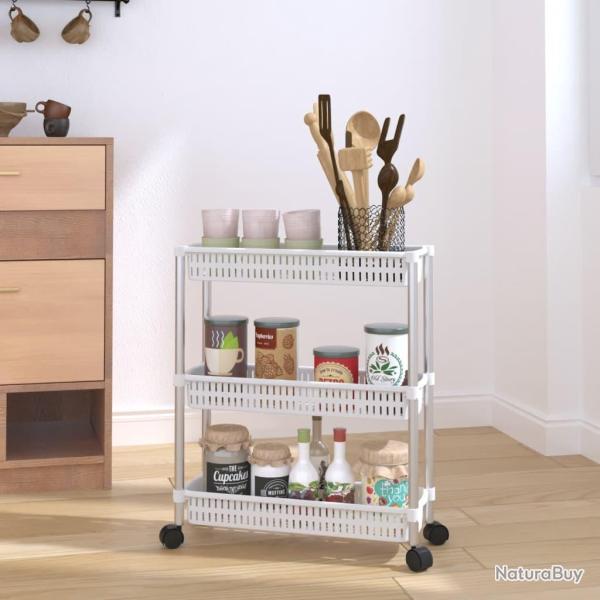 Chariot de rangement � 3 niveaux Argent� et blanc Aluminium