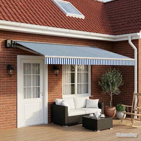 Toile de rechange pour auvent Bleu et Blanc 500 � 300 cm