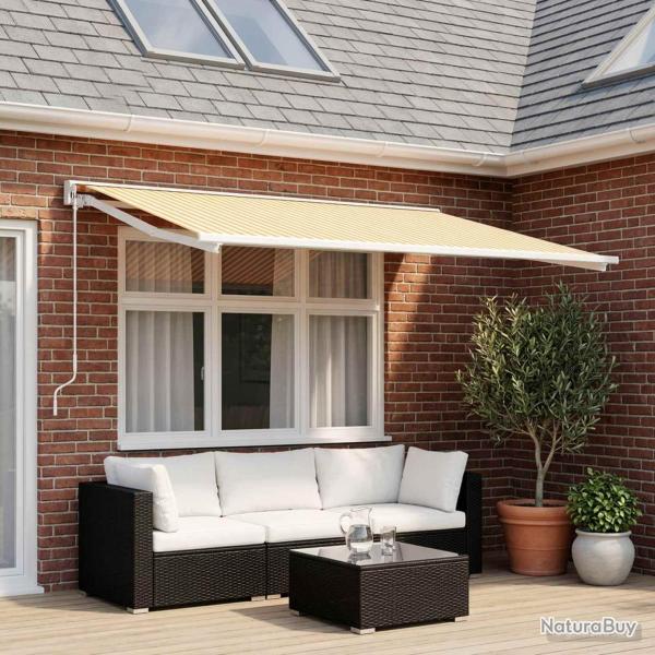 Toile de rechange pour auvent Jaune et blanc 400 � 300 cm