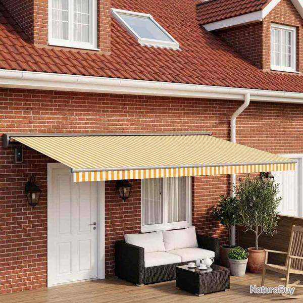 Toile de rechange pour auvent Jaune et blanc 500 � 300 cm