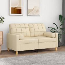Coussins d&eacute;coratifs lot de 2 Cr&egrave;me &Oslash;15x50 cm Tissu