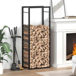 Portant de bois de chauffage Noir mat 50x28x132 cm Acier