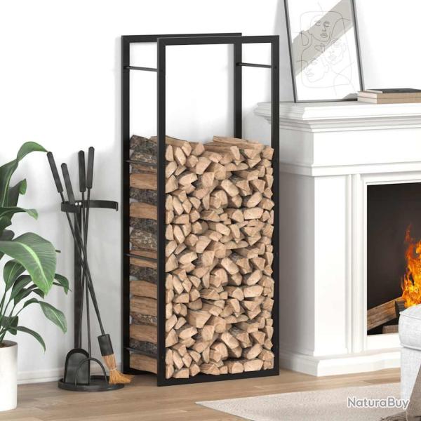 Portant de bois de chauffage Noir mat 50x28x132 cm Acier