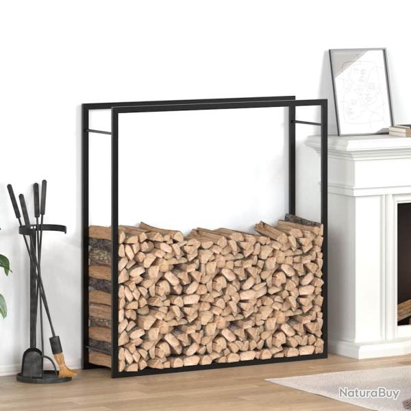 Portant de bois de chauffage Noir mat 110x28x116 cm Acier
