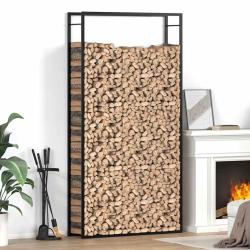 Portant de bois de chauffage Noir mat 110x28x214 cm Acier