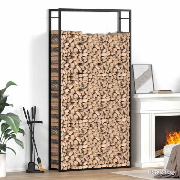Portant de bois de chauffage Noir mat 110x28x214 cm Acier