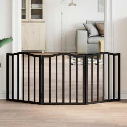 Barri&egrave;re pour chien pliable 3 panneaux noir bois de peuplier