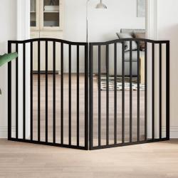 Barri&egrave;re pour chien pliable, 2 panneaux, en bois de peuplier, noire