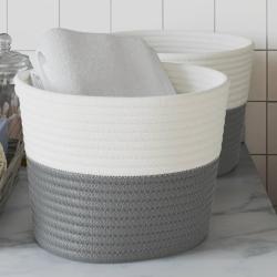 Paniers de rangement 2 pcs gris et blanc &Oslash;24x18 cm coton