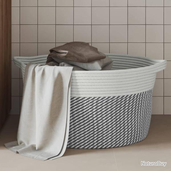 Panier de rangement gris et blanc �40x25 cm coton