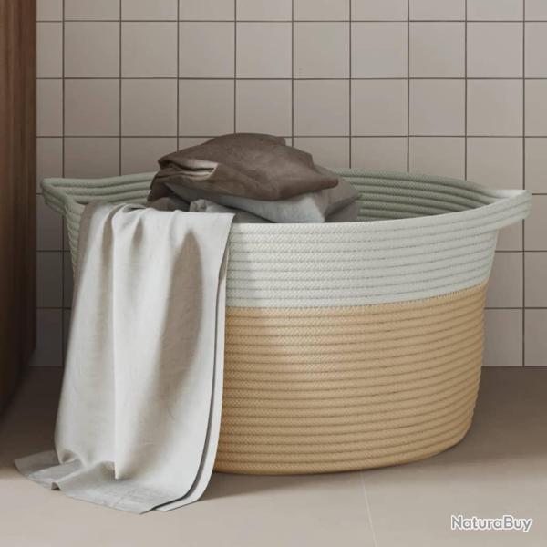 Panier de rangement beige et blanc �40x25 cm coton