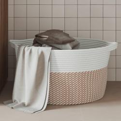 Panier de rangement marron et blanc &Oslash;40x25 cm coton
