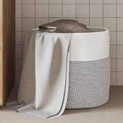 Panier de rangement gris et blanc &Oslash;40x35 cm coton