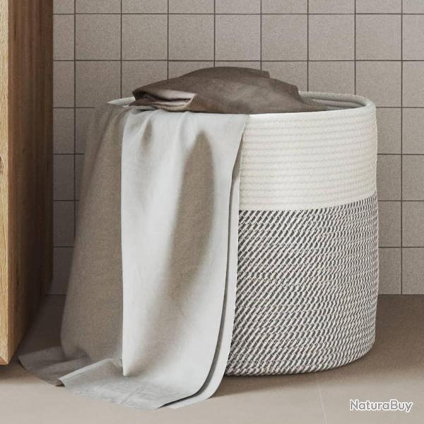Panier de rangement gris et blanc �40x35 cm coton