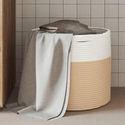 Panier de rangement beige et blanc &Oslash;40x35 cm coton