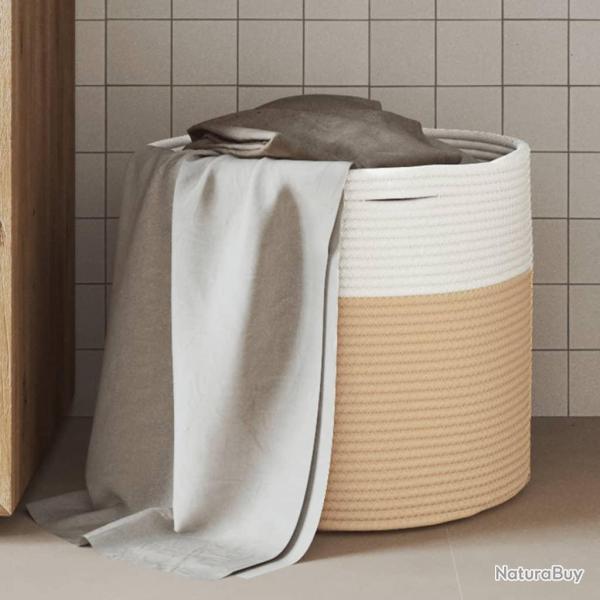 Panier de rangement beige et blanc �40x35 cm coton