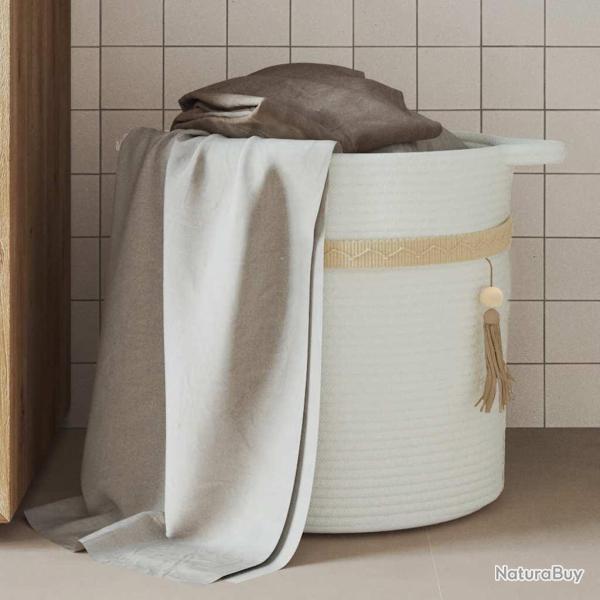 Panier de rangement blanc �38x36 cm coton