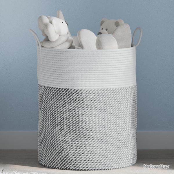 Panier de rangement gris et blanc �38x46 cm coton