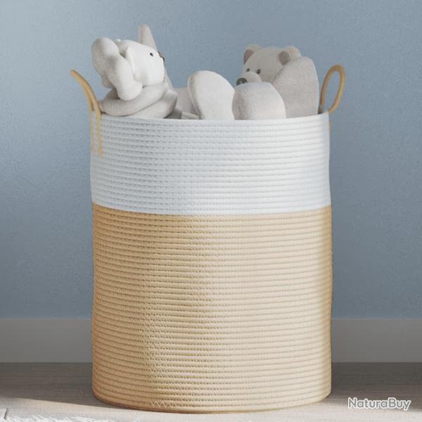 Panier de rangement beige et blanc �38x46 cm coton