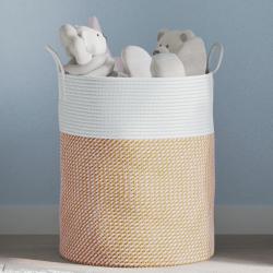 Panier de rangement marron et blanc &Oslash;38x46 cm coton