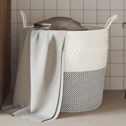 Panier de rangement gris et blanc &Oslash;43x38 cm coton