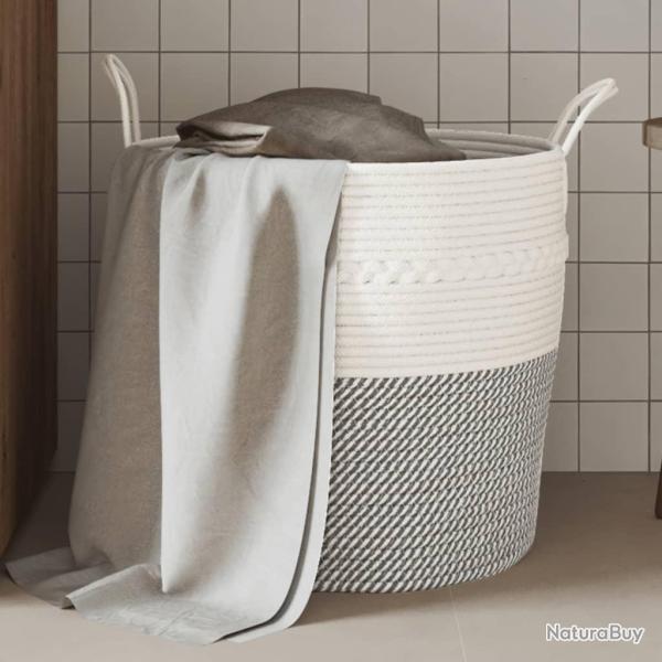 Panier de rangement gris et blanc �43x38 cm coton
