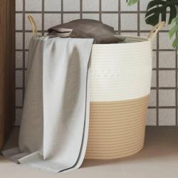 Panier de rangement beige et blanc &Oslash;43x38 cm coton