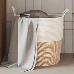 Panier de rangement marron et blanc &Oslash;43x38 cm coton
