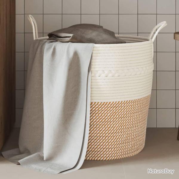 Panier de rangement marron et blanc �43x38 cm coton