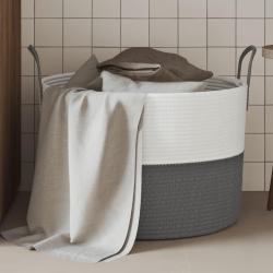 Panier de rangement gris et blanc &Oslash;51x33 cm coton