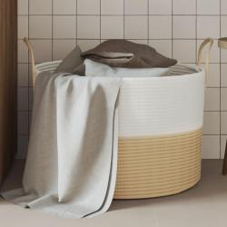 Panier de rangement beige et blanc &Oslash;51x33 cm coton