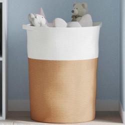 Panier de rangement marron et blanc &Oslash;49x65 cm coton