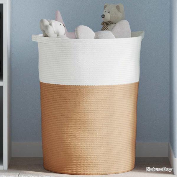Panier de rangement marron et blanc �49x65 cm coton