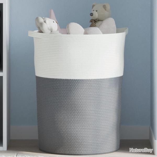 Panier de rangement gris et blanc �49x65 cm coton