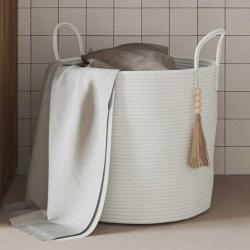 Panier de rangement blanc &Oslash;40x35 cm coton