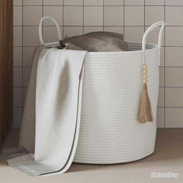 Panier de rangement blanc �40x35 cm coton