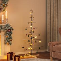 Arbre de No&euml;l en m&eacute;tal avec base en bois noir 150 cm