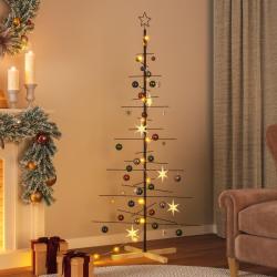 Arbre de No&euml;l en m&eacute;tal avec base en bois noir 180 cm
