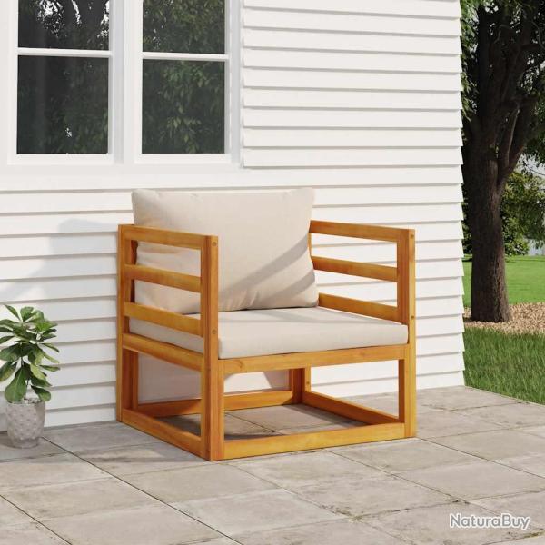 Chaise de avec coussins gris clair bois massif d'acacia
