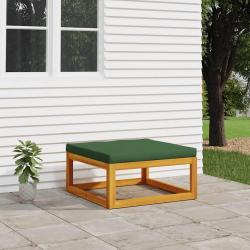 Repose-pied de avec coussin verts bois massif d'acacia