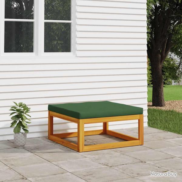 Repose-pied de avec coussin verts bois massif d'acacia