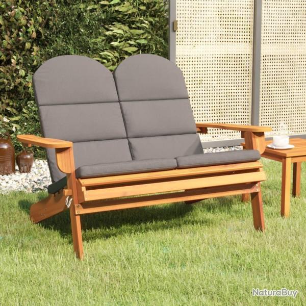 Banc avec coussins en bois massif d'acacia pour la cuisine, 126 cm