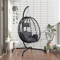 Fauteuil suspendu avec coussin en polyrotin et acier anthracite